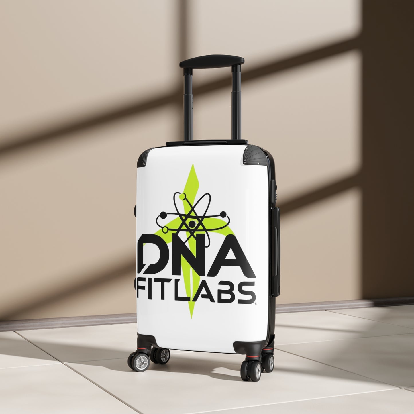 Stylish Suitcase with DNA Fitlabs Design, Travel Essentials, Gym Bag for Fitness Lovers, Personalized Luggage, Unique Travel Gear
