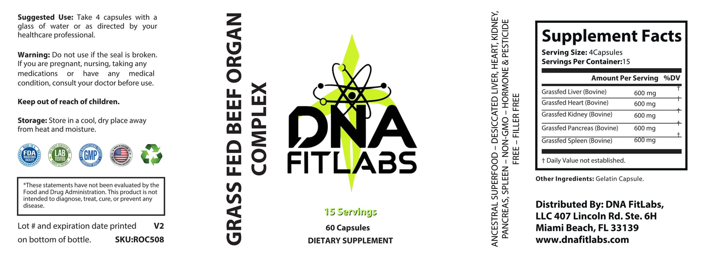 Grass Fed Beef Organ Complex – Ancestral Superfood – Desiccated Liver, Heart, Kidney, Pancreas, Spleen