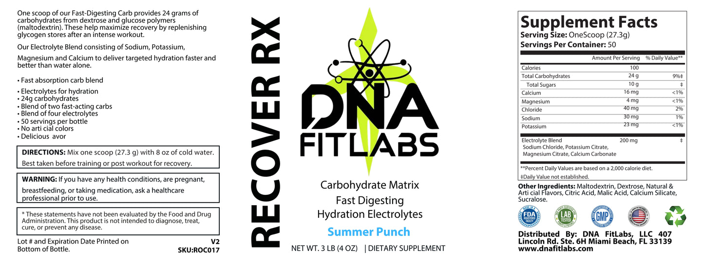 RECOVER RX - Recovery Carb + Electrolyte Summer Punch 1365g