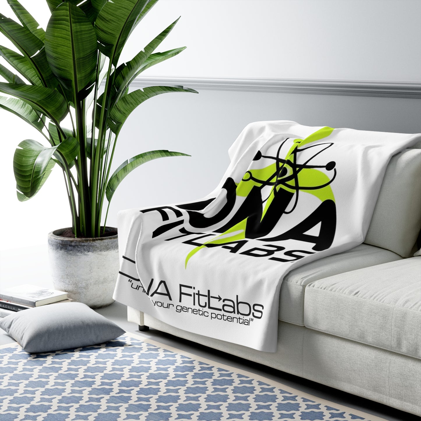 DNA Fit Labs Sherpa Fleece Blanket | Cozy Throw for Fitness Lovers | Perfect Gift for Home, Gym, or Wellness Retreat