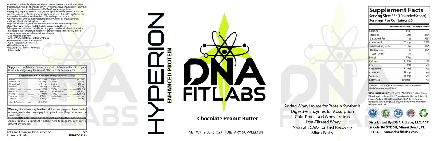 2lb Whey Armor Protein Chocolate Peanut Butter   "HYPERION"