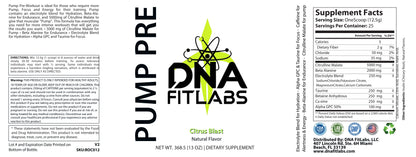 Pump Pre-Workout Citrus Blast 312g w/ Natural Flavor