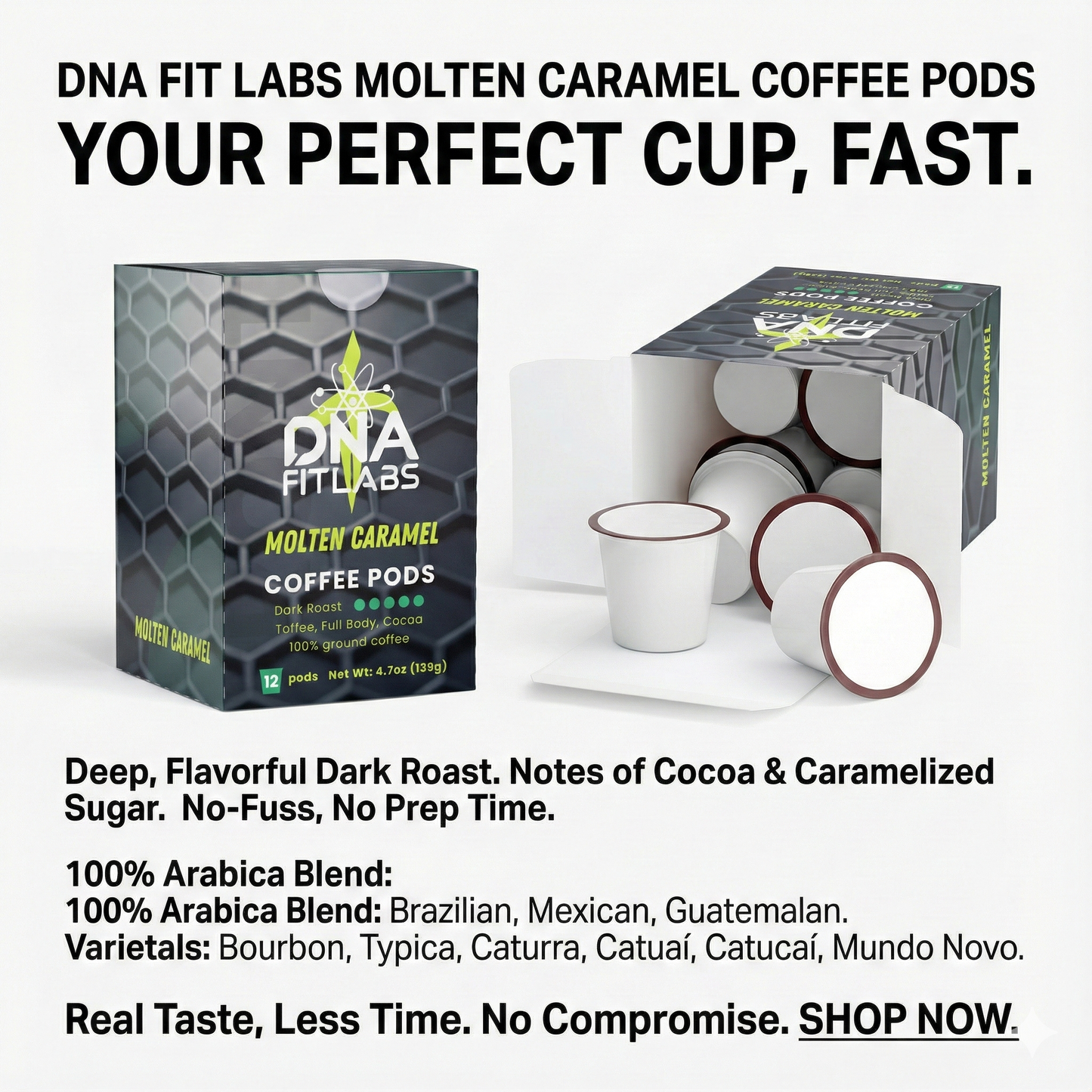 DNA FitLabs Molten Caramel Coffee Pods (Dark Roast)